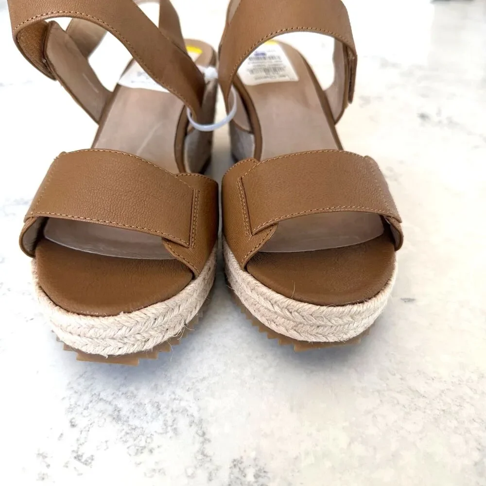 Eileen Fisher Maxi Chestnut Sandals Sz 8.5| Leather| Espadrille Platform